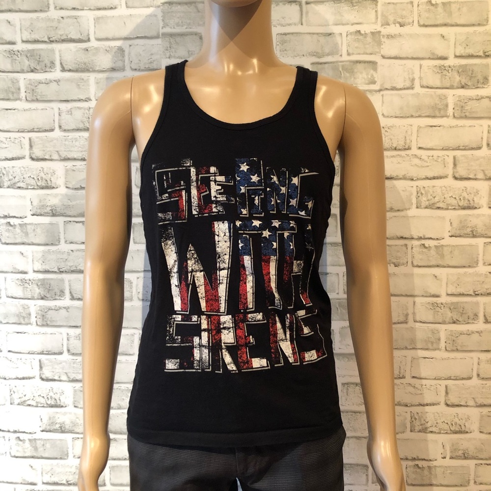 Sleeping with Sirens Band American Flag Font Tank